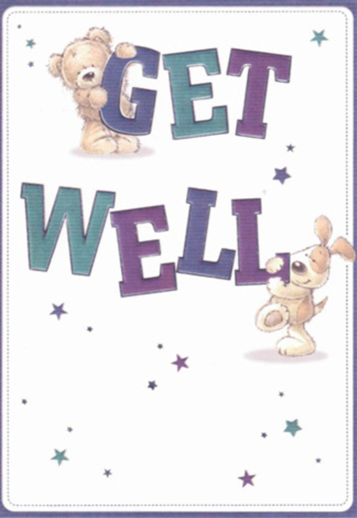 This get well card is a heartfelt visual hug, encapsulating the affection that grows between neighbours in Chingford. Illustrated with a gentle hand, the central bear and puppy are depicted with soft, touchable textures-the bear's plush fur and the puppy's velvety, floppy ears are rendered in a palette of warm creams and gentle browns. Beneath and around them, oversize lettering in lush indigo and calming teal anchors the mood, spelling out 'Get Well' in strokes as bold and reassuring as a trusted friend's voice. Scattered across the creamy backdrop, a constellation of blue and purple stars adds a whimsical, magical quality, like the small joys one might find while strolling beside Epping Forest on a hopeful day. The overall composition evokes the feeling of a bouquet prepared with care at Flowers Chingford: every detail-the colours, the textures, the placement-arranged to carry comfort and optimism. This card is more than just a message; it's a thoughtful gesture, sending positivity and gentle encouragement straight from the heart of Chingford to the recipient's recovery bedside.